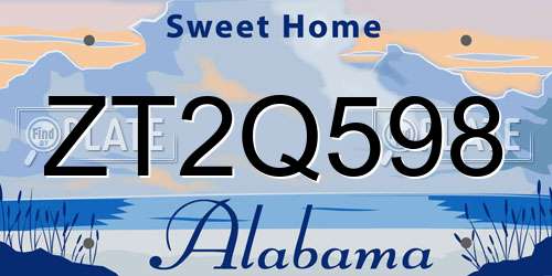 ZT2Q598 Alabama License Plate