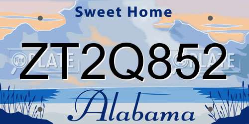 ZT2Q852 Alabama License Plate