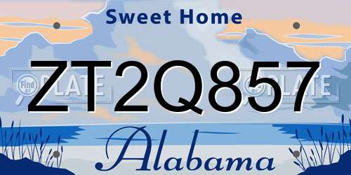 ZT2Q857 Alabama License Plate