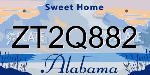 ZT2Q882 Alabama License Plate