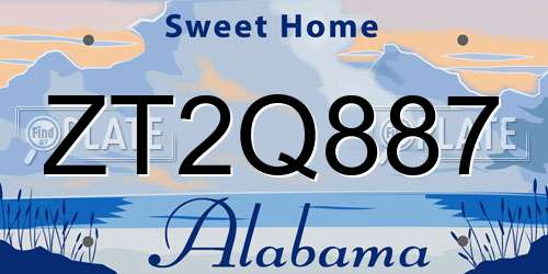 ZT2Q887 Alabama License Plate