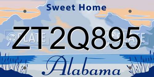 ZT2Q895 Alabama License Plate
