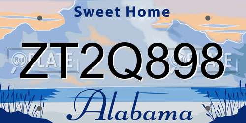 ZT2Q898 Alabama License Plate