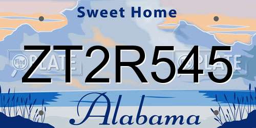 ZT2R545 Alabama License Plate