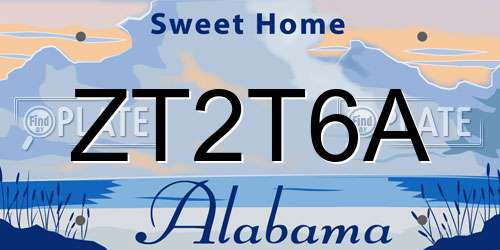 ZT2T6A Alabama License Plate