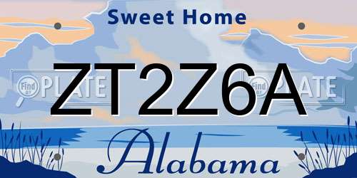 ZT2Z6A Alabama License Plate