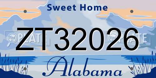 ZT32026 Alabama License Plate