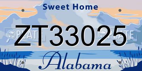 ZT33025 Alabama License Plate