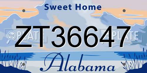 ZT36647 Alabama License Plate