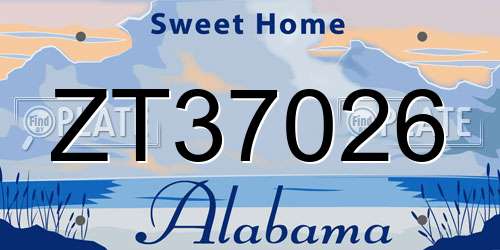 ZT37026 Alabama License Plate