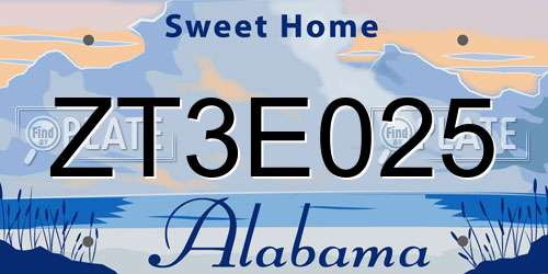 ZT3E025 Alabama License Plate