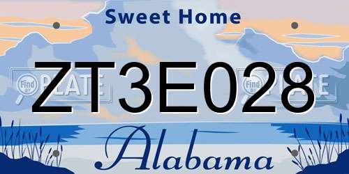 ZT3E028 Alabama License Plate