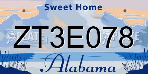 ZT3E078 Alabama License Plate