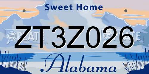 ZT3Z026 Alabama License Plate