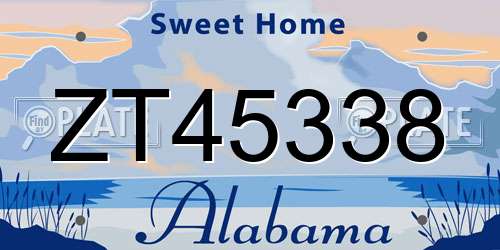 ZT45338 Alabama License Plate