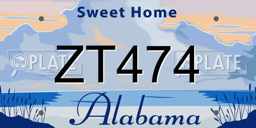 ZT474 Alabama License Plate