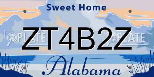 ZT4B2Z Alabama License Plate