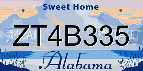 ZT4B335 Alabama License Plate
