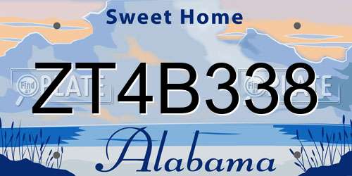 ZT4B338 Alabama License Plate