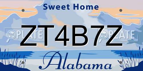 ZT4B7Z Alabama License Plate