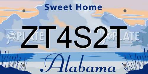 ZT4S2T Alabama License Plate