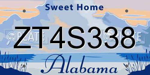 ZT4S338 Alabama License Plate