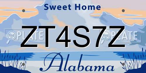 ZT4S7Z Alabama License Plate
