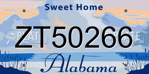 ZT50266 Alabama License Plate