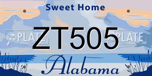 ZT505 Alabama License Plate