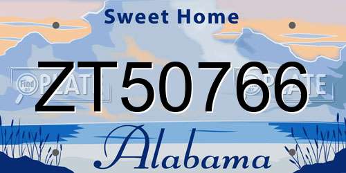 ZT50766 Alabama License Plate