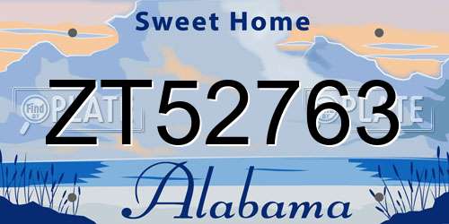 ZT52763 Alabama License Plate