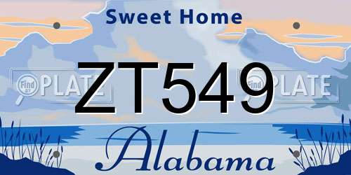 ZT549 Alabama License Plate