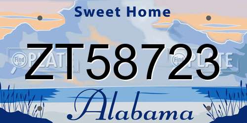 ZT58723 Alabama License Plate