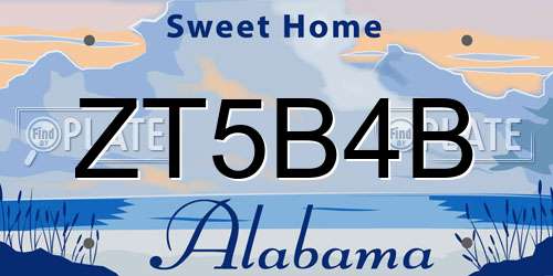 ZT5B4B Alabama License Plate
