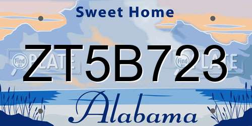 ZT5B723 Alabama License Plate