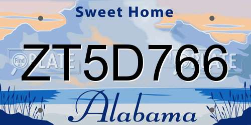 ZT5D766 Alabama License Plate