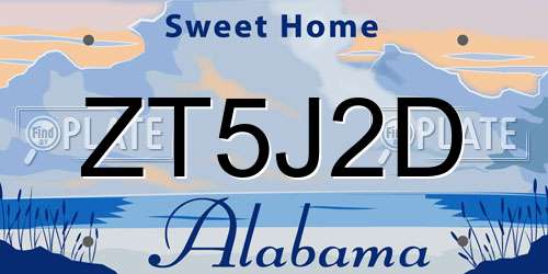 ZT5J2D Alabama License Plate