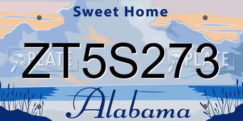 ZT5S273 Alabama License Plate