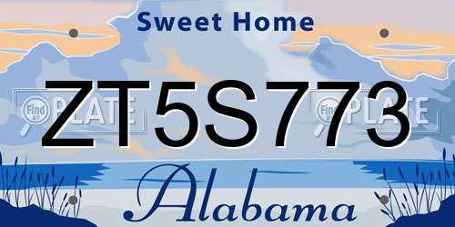 ZT5S773 Alabama License Plate