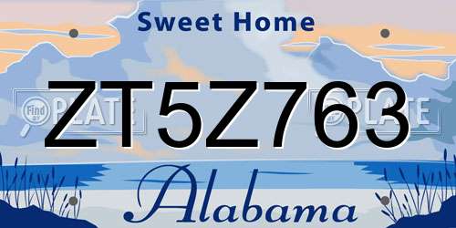 ZT5Z763 Alabama License Plate
