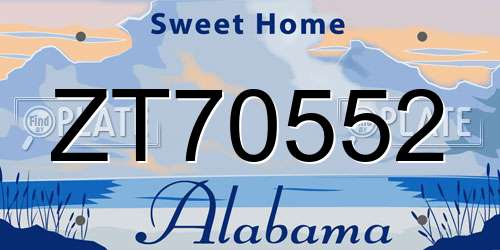 ZT70552 Alabama License Plate