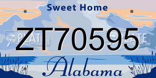 ZT70595 Alabama License Plate