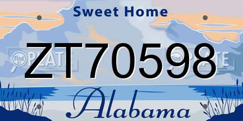 ZT70598 Alabama License Plate