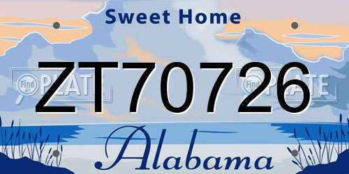 ZT70726 Alabama License Plate