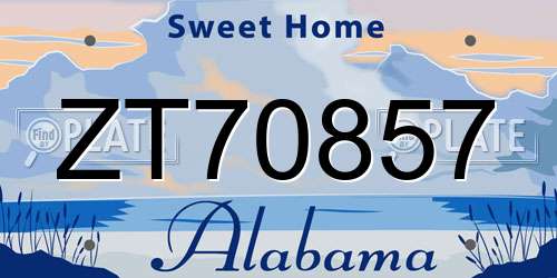 ZT70857 Alabama License Plate