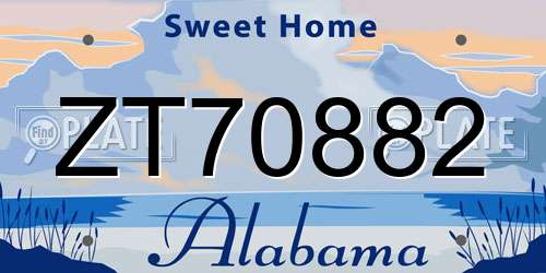 ZT70882 Alabama License Plate