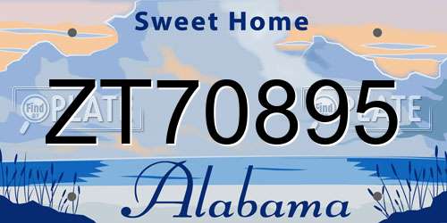 ZT70895 Alabama License Plate