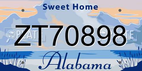 ZT70898 Alabama License Plate