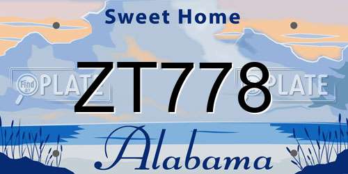 ZT778 Alabama License Plate