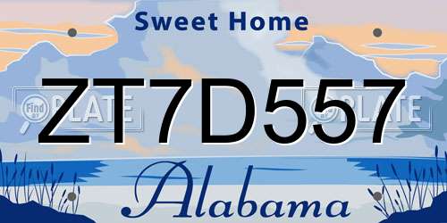 ZT7D557 Alabama License Plate